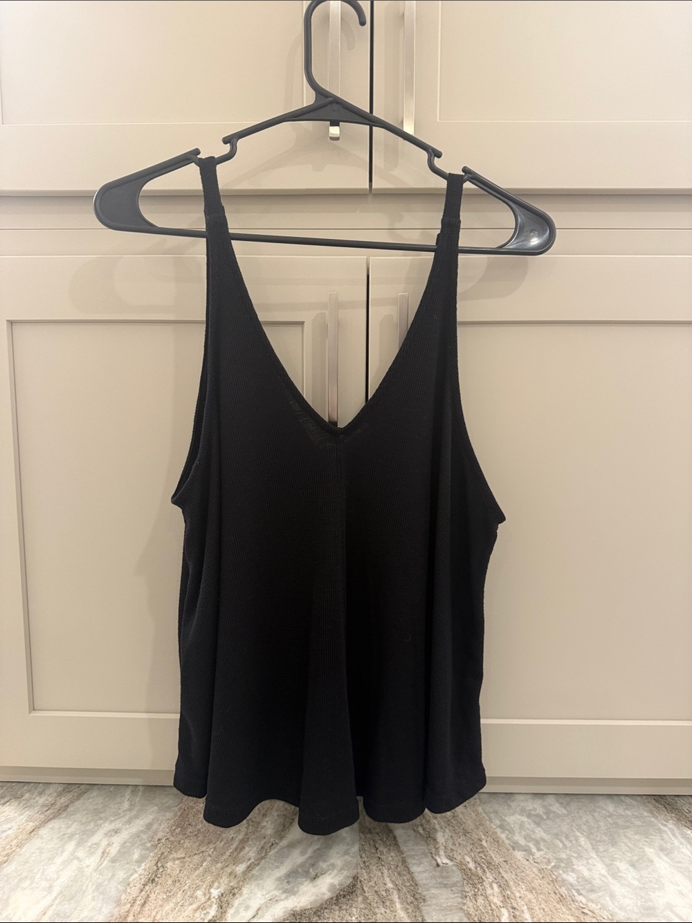Free People Black V-Neck Ribbed Tank